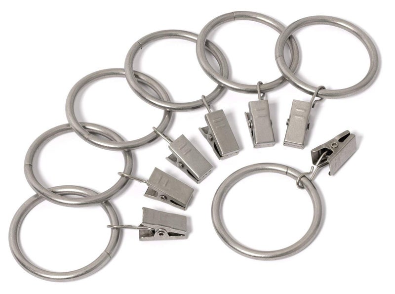 Perfect Order Iron Metal Curtain Clip Rings 2 Inch Interior Diameter (20, Nickel Satin)